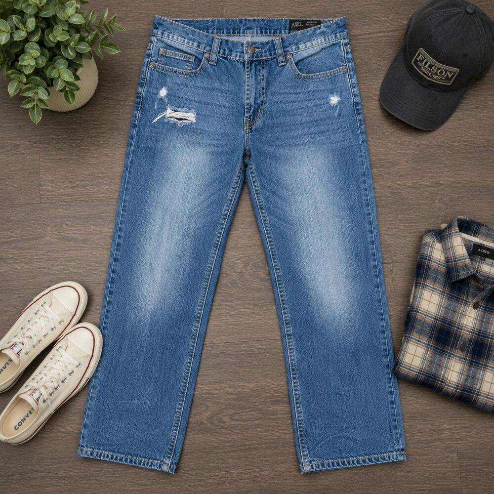 TK Axel Jeans Mens 35x29 Blue Denim Bootcut Grunge American Y2K Vintage (590)